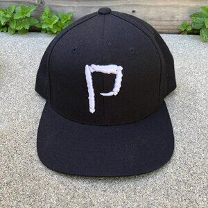 YUPOONG The Classic Wool Blend Snapback Hat Men's P Logo Black Adjustable Cap​​